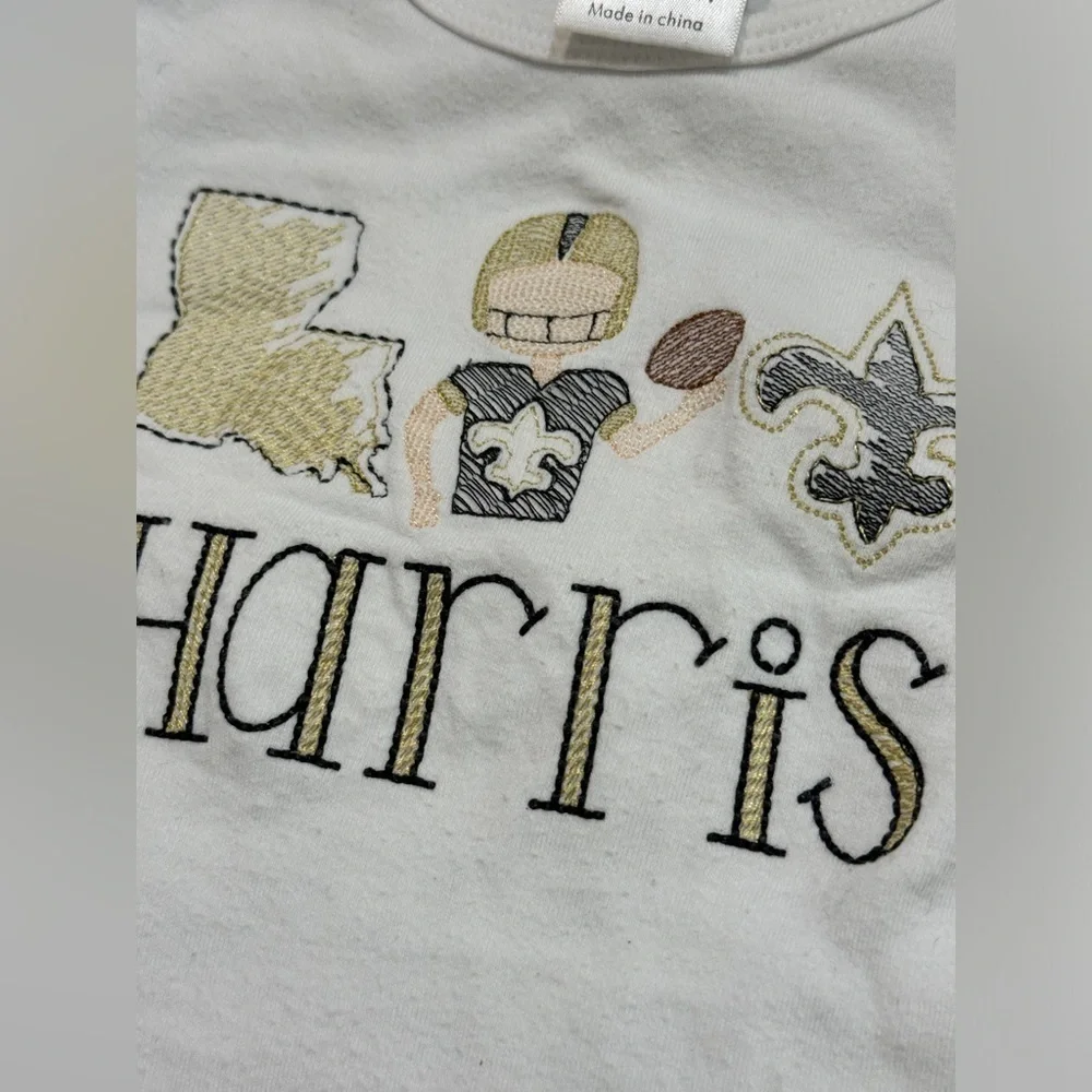 BUNDLE Harris monogrammed personalized coverup terry bodysuit onesie saints nola